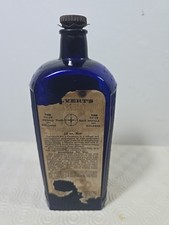 Antique Rare Victorian Colbalt Blue Calverts No 5 Carbolic Bottle stopper Labels