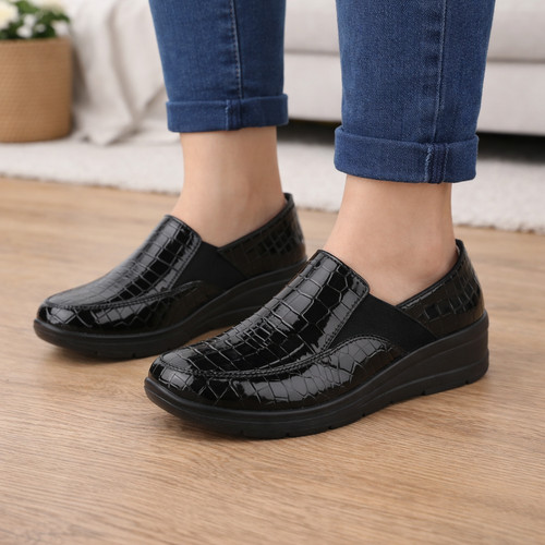 Ladies black patent - ladies, slip-on