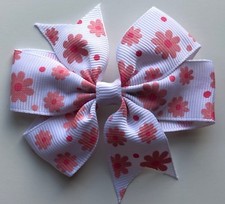 Flower Floral Daisy Hair Bows Clips Sliders Summer Pretty with clips 3"