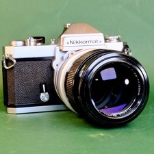 Nikon Nikkormat FT2 35mm Film SLR Camera & Early 135mm F2.8 Telephoto Lens Works