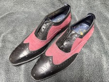 MENS BLACK & BURGUNDY BROGUE STYLE  SMART SHOES SIZE UK 8 SHOW GATSBY NO LACES