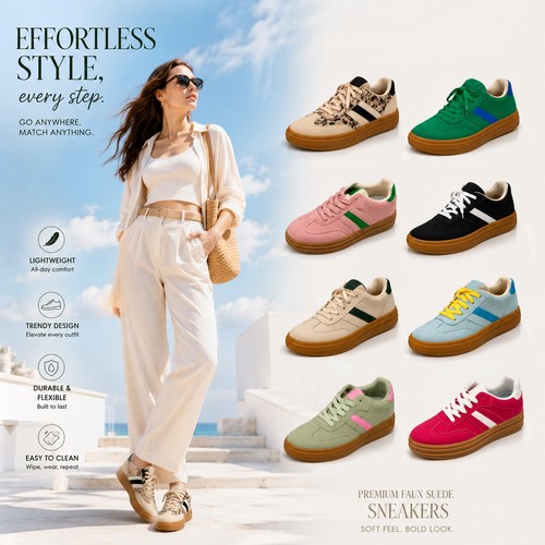 Ladies faux suede trainers - trainers, gum