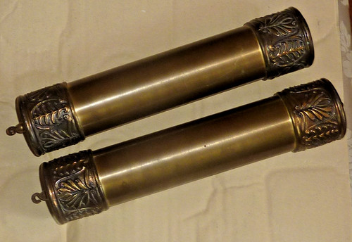 Pair ornate brass cased - brass,