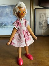 Vintage Polish 9” Wooden Doll with Movable Arms And Legs.