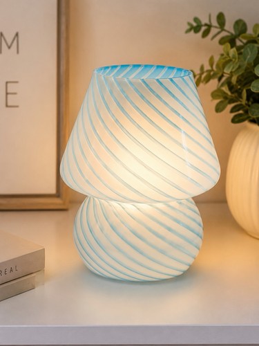 Blue white swirl glass - white,