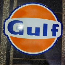 GULF 2-SIDED PORCELAIN ENAMEL