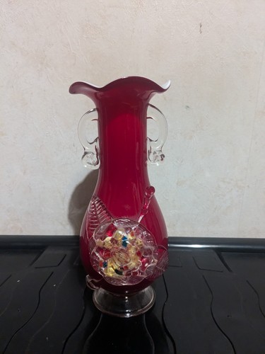 Vintage red plum blossom glass - red,