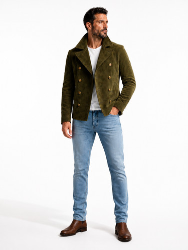 Men olive green suede - olive,