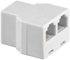ISDN T-Adapter RJ11/RJ14 female to 2x RJ11/RJ14 female white connected 11