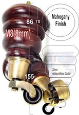 4 Turned Wood  & Antique Brass