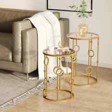 Metal Round Side Table Small Gold Furniture Nest Set 2 Vintage Lounge Coffee End