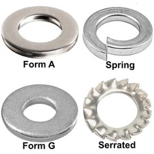 Stainless Steel Washers Form A Form G Spring Serrated M3 M4 M5 M6 M8 M10 M12 M16