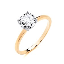9ct Yellow Gold on Silver 2.00CT Simulated Diamond Solitaire Engagement Ring K-S