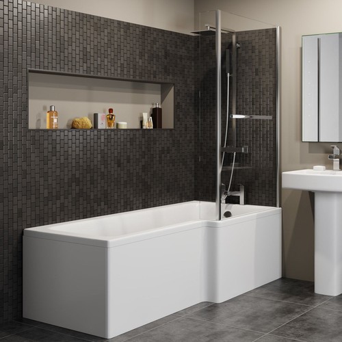 Shaped shower bath right - l,
