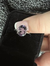 Lilac Amethyst Silver Solitaire Ring Size 01/2 Brand New