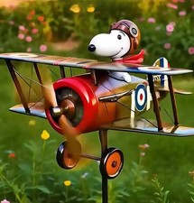 Snoopy Pilot Flying Biplane