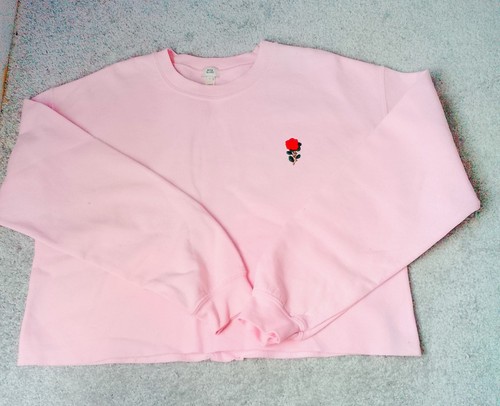 Pink cropped sweat shirt - sweat,