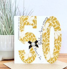 Personalised Handmade Golden 50th Wedding Anniversary Card