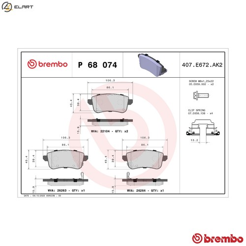 Brake pad set - brake, 68