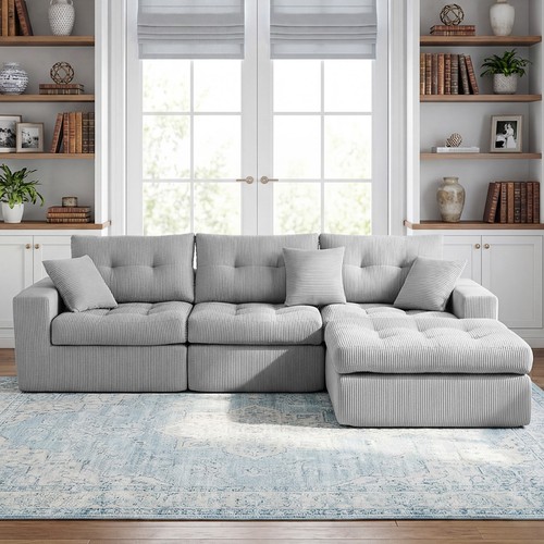 Corduroy corner chaise - corner,