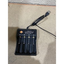 Black 4-Slot USB Battery Charger 1000mA Compact for 3.7V Lithium-Ion Batteries