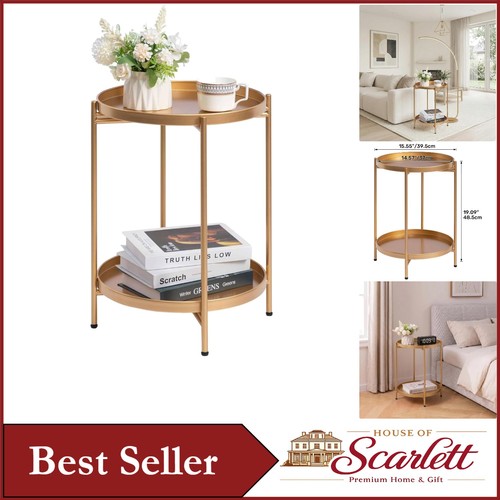 Chic gold round end table - gold,