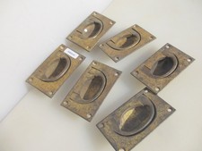 Vintage Brass Drawer Handles Cupboard Pulls Dresser Old Art Deco Antique x6