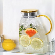 1.8L Glass Pitcher Fridge Door Water Jug Borosilicate Glass Carafe With Lid