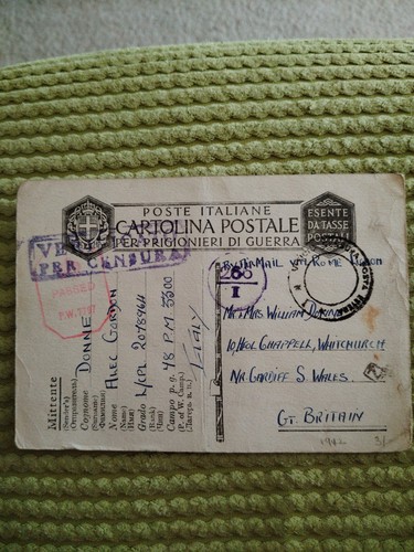 Italian pow postcard - postcard, alec