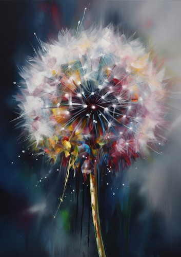 Abstract dandelion print oil - abstract, print,