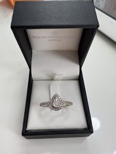 Masami Pear Shaped Pave Lab Created Diamond Engagement Ring 9K White Gold