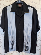 Dragonfly Shirt Mens Size M Black White Button Up Short Sleeve Fire Y2K Biker