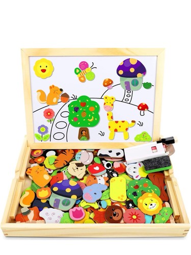 110 pcs wooden magnetic puzzle - magnetic,
