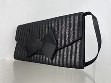 FAITH Black Sequinned HANDBAG Clutch Evening Party Bag Bow Evening Purse