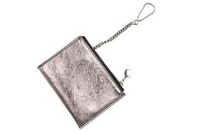 Stella Mccartney Women's Small Pouch Logo Wallet Ruthenium Metallic 5"x4"