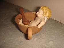 Boxed Angel Cherub in Tea Cup Collectible Hand Painted Ceramic Gift Ornament