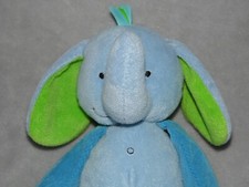 Tesco elephant soft toy blue Archie comforter green