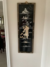 Oriental Chinese Artwork,wooden Black Lacquered Asian Hand Made stunning Pieces