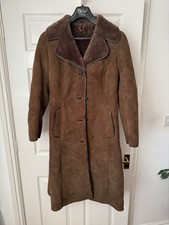 Sheepskin Coat Natural Lambskin, Brown, UK Size 12