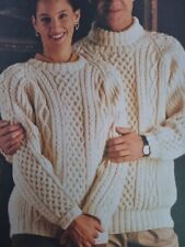 Knitting Pattern Lady's & Mens  Aran Sweater Size 32-44"  (931)