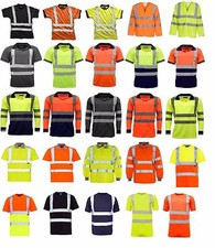 Hi Viz Vis Polo T-Shirt Top High Visibility Safety Security Work wear Shirts Tee