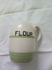 Vintage sadler Kleen Kitchen Ware Green Striped Handled Flour Shaker kitchenware