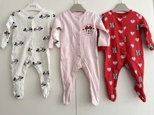 Baby Girls First Size Disney Minnie Mouse Babygrow Sleepsuit Bundle Hearts Love