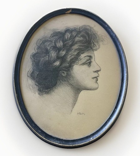 Framed gibson girl drawing - gibson,