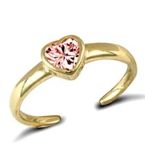 9ct Gold Toe Ring Pink Heart