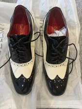 ROSSELLINI Borsalino Mens Leather Brogue Lace Up Black White Gatsby 1920 Shoes