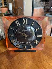 Molnija Made in USSR Orange 1960s/70s Mechanical Clock   Good working order 