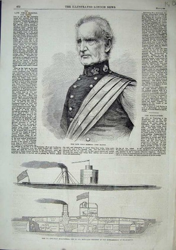 Original old antique print - old,
