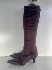 Stephane Kelian Ladies Brown Satin Stretch Knee High Boots UK 3 EUR 36  -B11