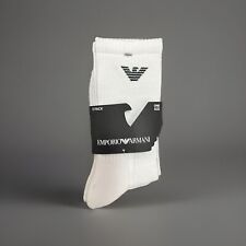 Emporio Armani Men's 3-pack Medium Socks Sporty Terrycloth White One Size NWT
